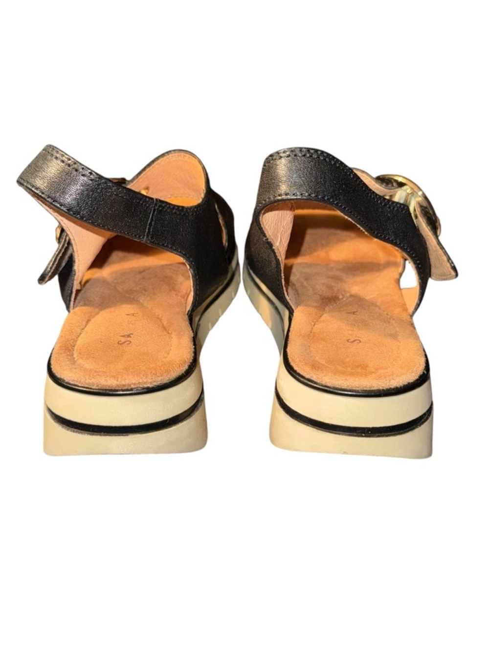 Womens ECCO Salvia Black Leather Comfort Sandals Adjustable Straps Size 9 - Picture 4 of 7